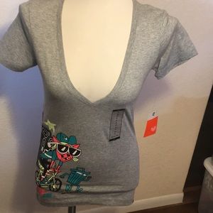 NIKE Grey V-neck T shirt small